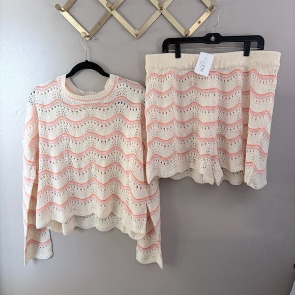 NWT In The Style Crochet 2-Piece Set Stripe Chevron Plus Size 18/20 - Picture 2 of 10